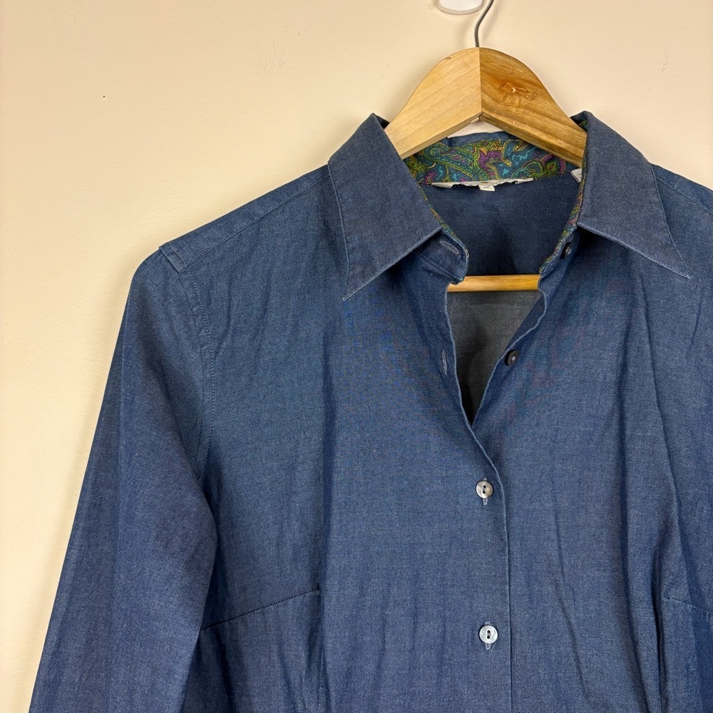 Robert Talbott Blue Chambray Button Down Shirt Of… - image 2